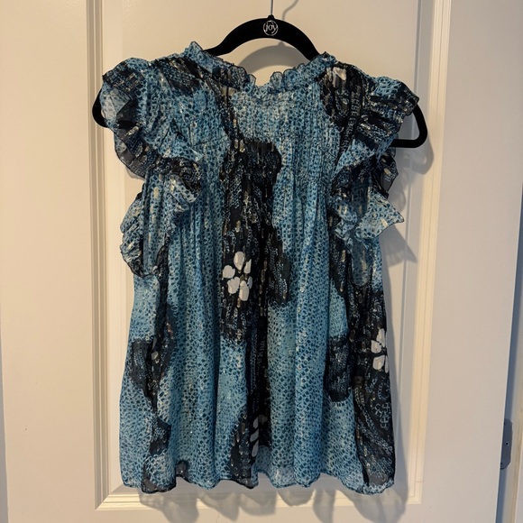 Ulla Johnson Aya Sleeveless Silk Top in Sky Blue | Size 4 / S - Picture 4 of 7